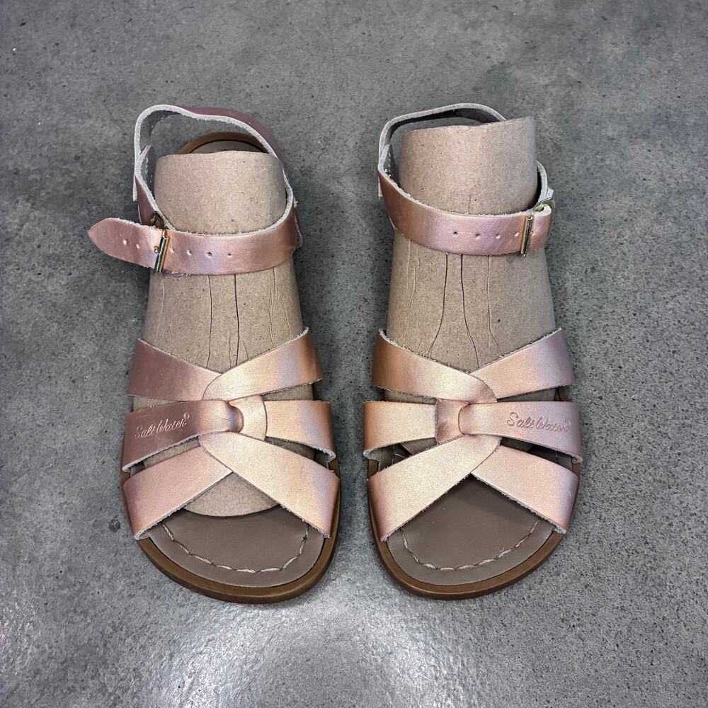 Salt Water Rose gold leather sandals Youth girls size 3 shoes pink gold
